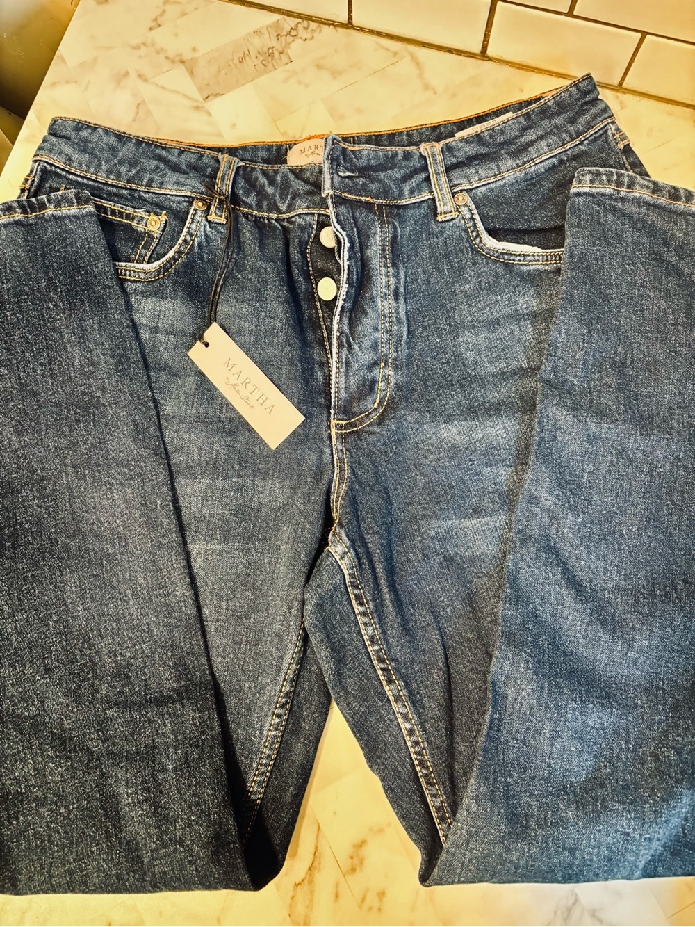 Dark Blue womens Jeans - Classic Straight Fit Martha Stewart